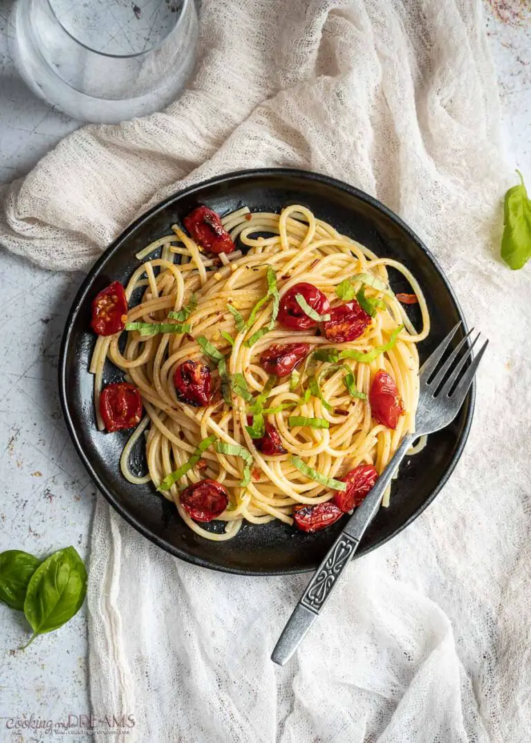 "Spaghetti Aglio, Olio e Peperoncino" with Roasted Cherry Tomatoes ...