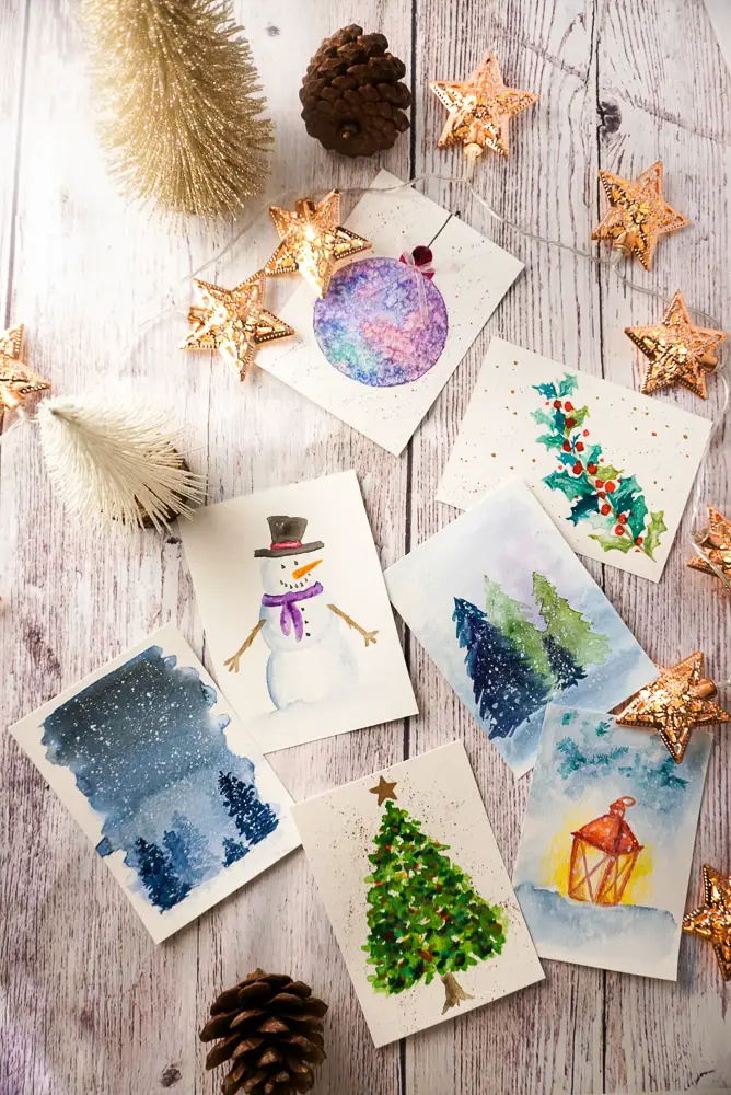 Printable Watercolor Christmas Cards | Cooking My Dreams