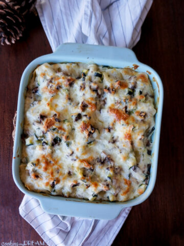 Overhead picture of a vegetable white lasagna