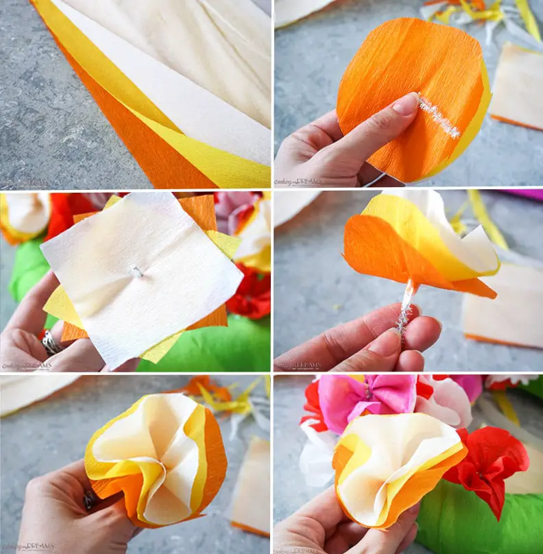 instructions to make crepe paper flowers