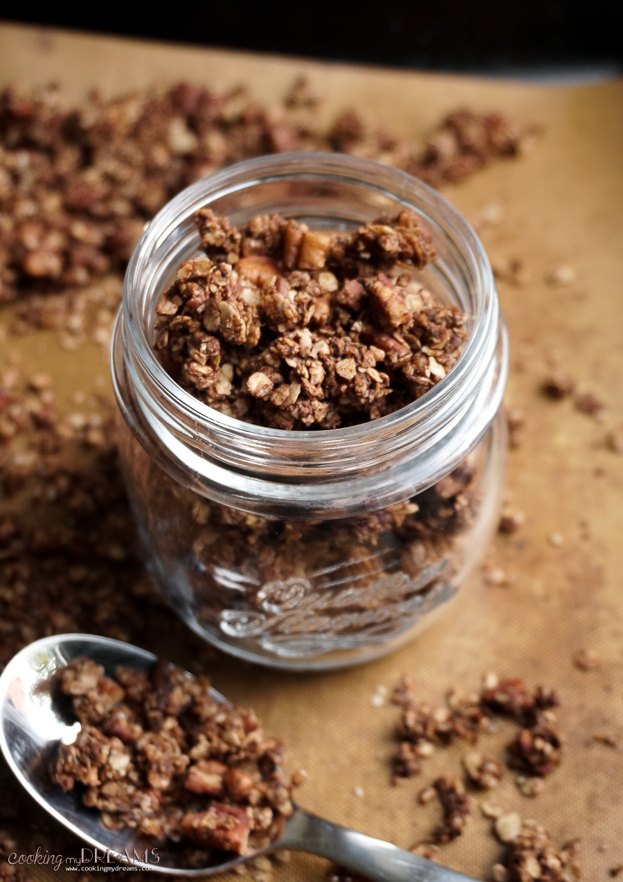 Healthy Chocolate Pecan Granola Cooking My Dreams