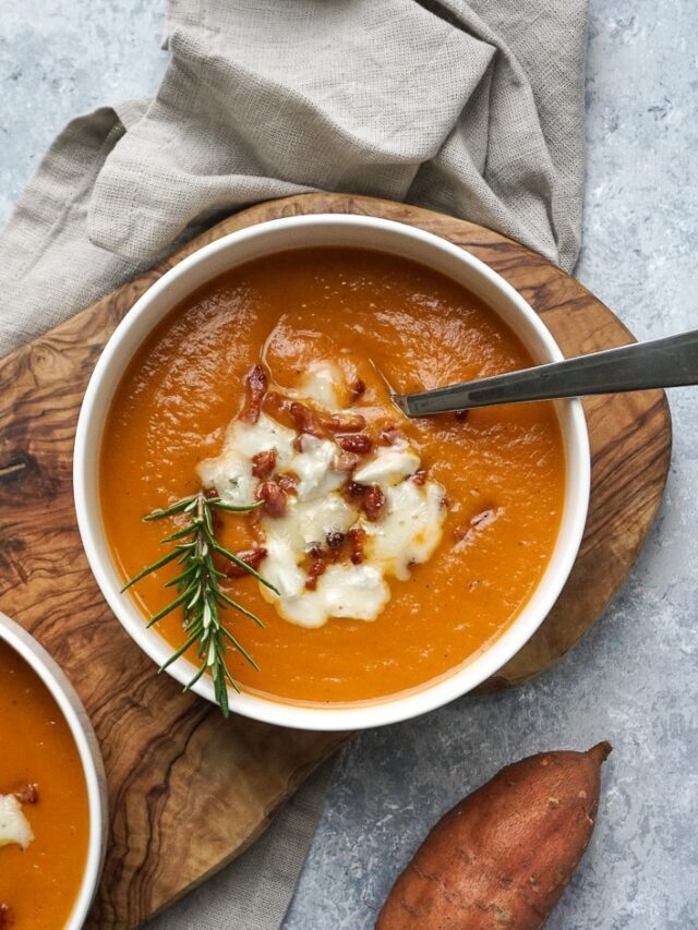 Sweet Potato Soup with Bacon and Gorgonzola