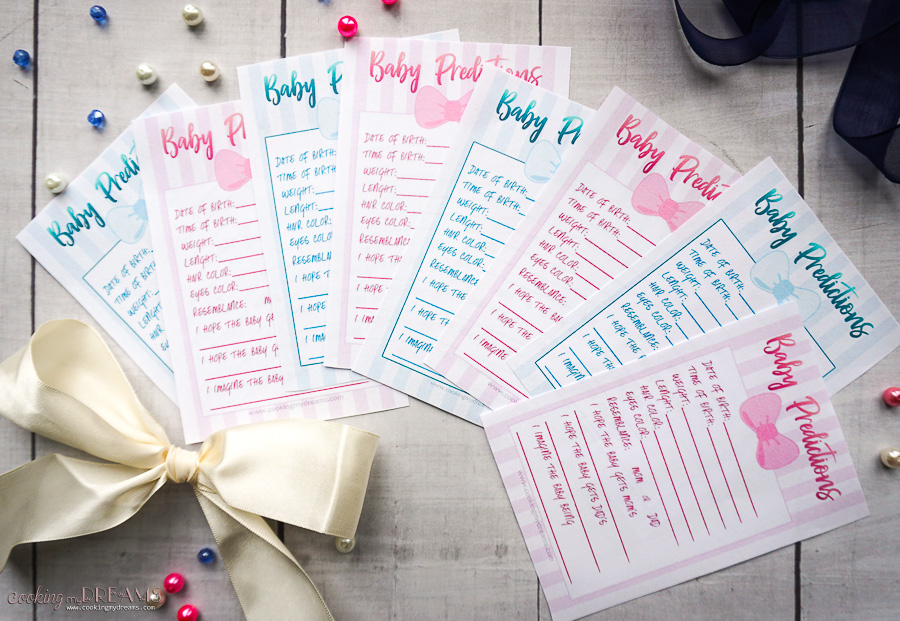 Printable Baby Shower Prediction Cards Cooking My Dreams