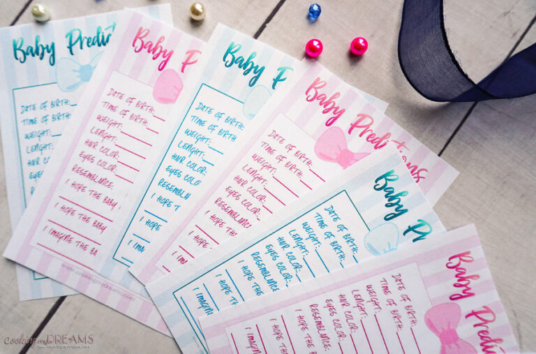 Printable Baby Shower Prediction Cards - Cooking My Dreams