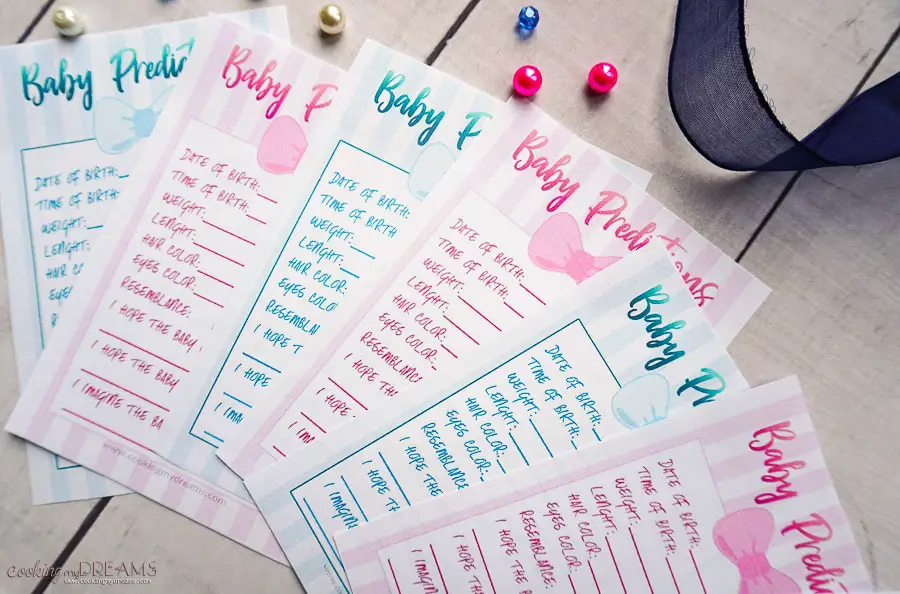 Baby Shower Prediction Cards pink and blue