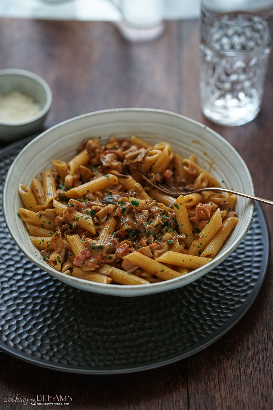 "Penne alla Boscaiola" - Pasta with Mushroom and Bacon Sauce - Cooking ...