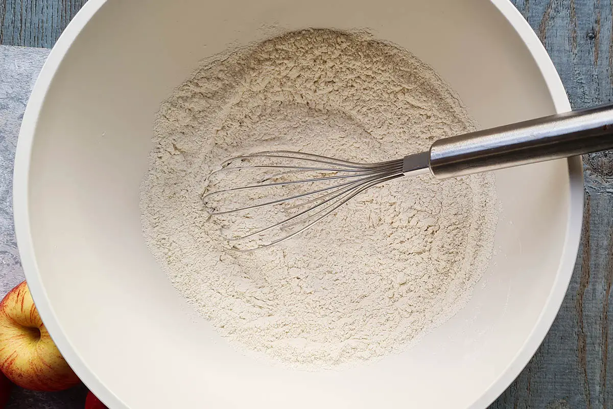 flour is added to the bowl.