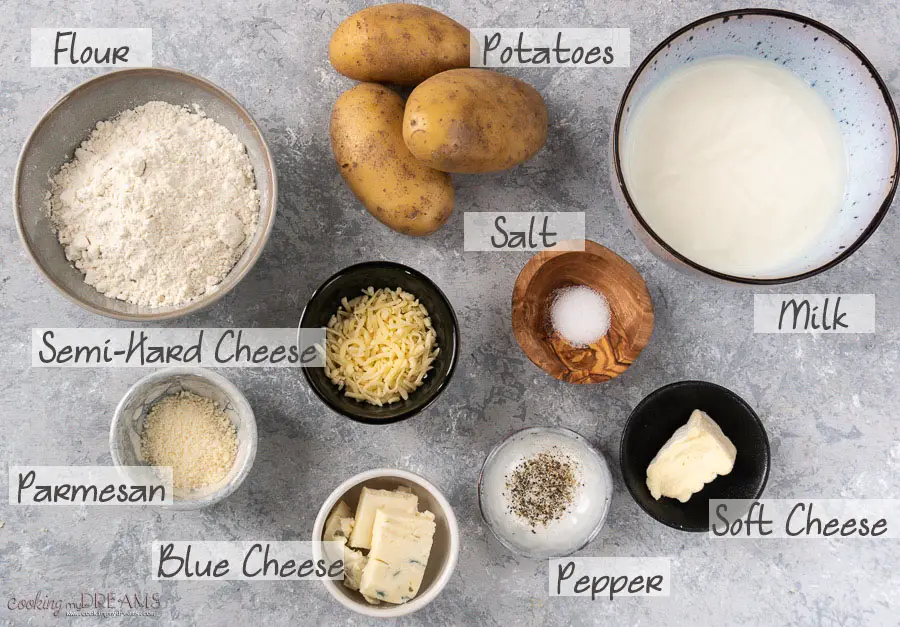 ingredients list to make four cheese gnocchi