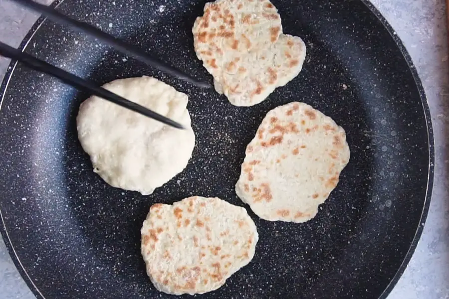 mini flatbreads cooked in a pan