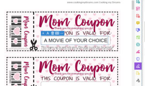 Printable Mom Coupons - Easy Customizable Mother's Day Gift - Cooking ...