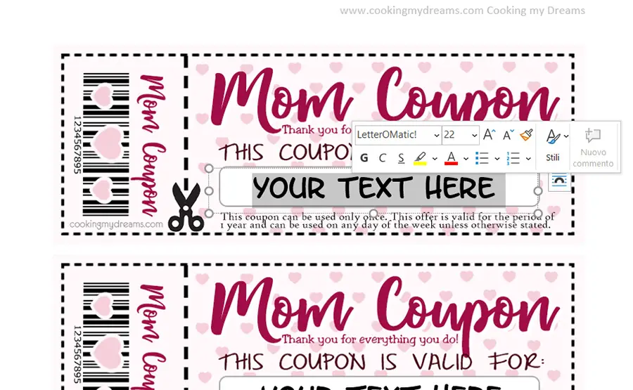 how to customize coupons in Word