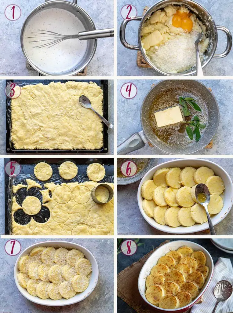 process shots of how to make semolina gnocchi