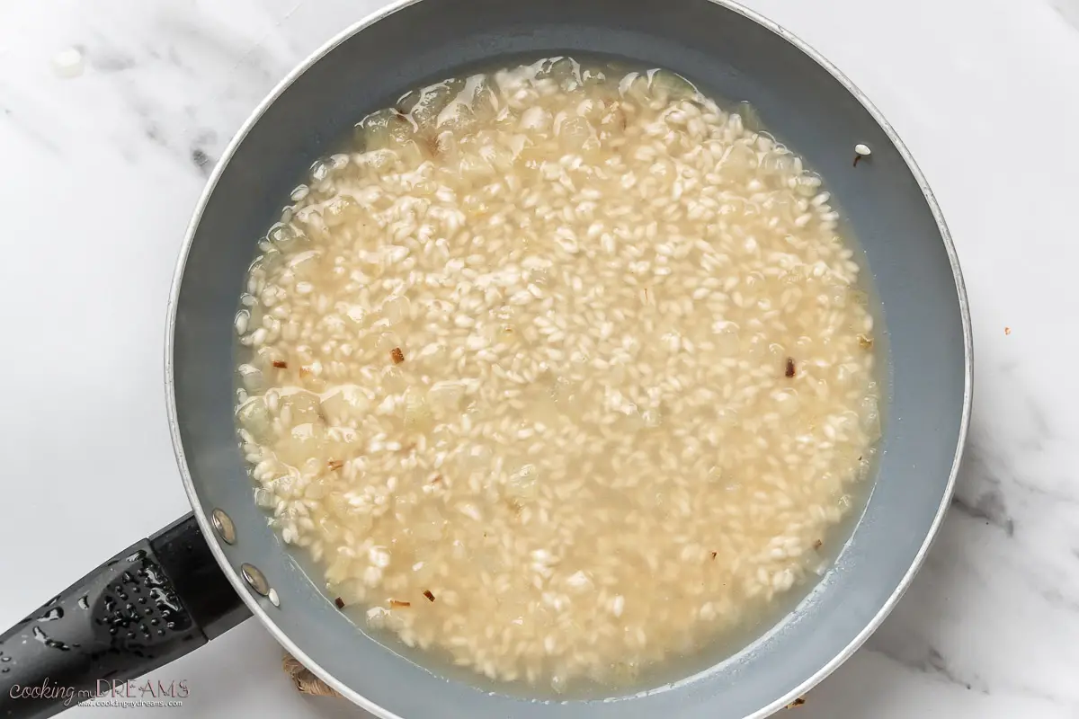 risotto cooking in a pan