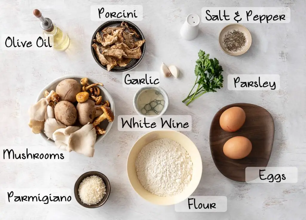 ingredients list to make mushroom pappardelle