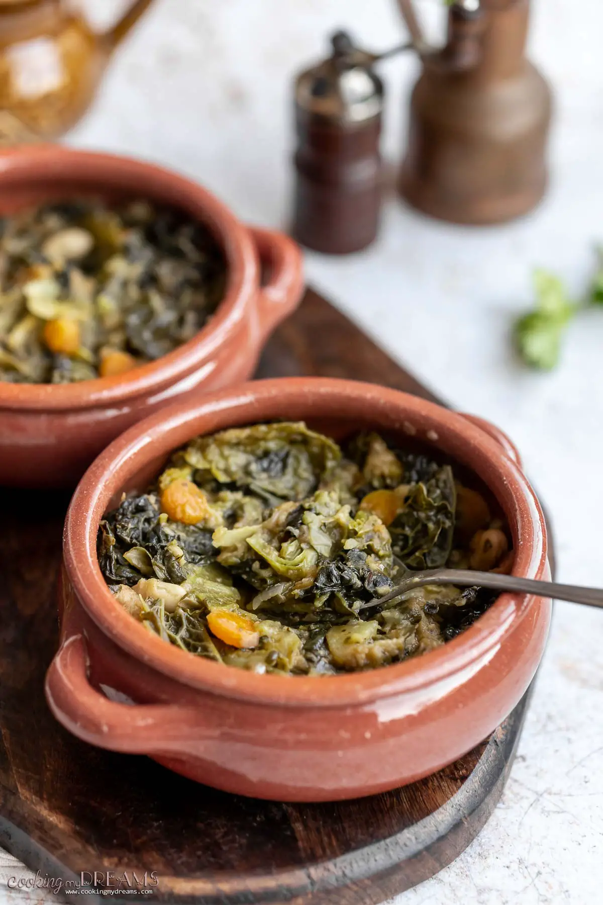 terracotta bowl with ribollita soup with a spoon