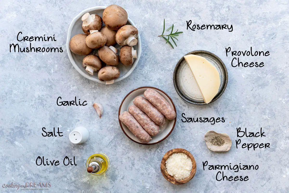 ingredients to make sausage stuffed mushrooms