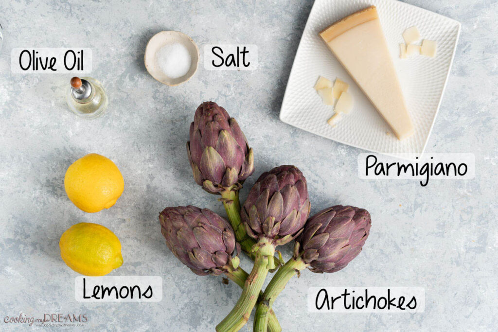 ingredient list for shaved artichoke salad