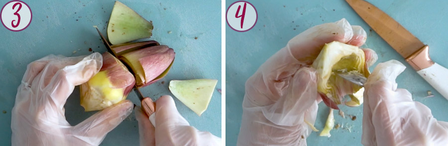 steps 3 and 4 to clean fresh artichokes