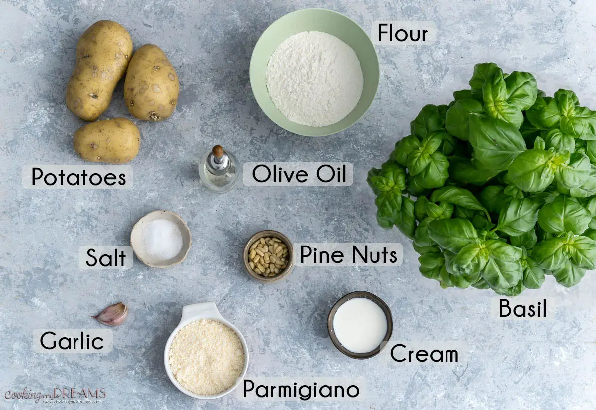 ingredients list to make pesto gnocchi