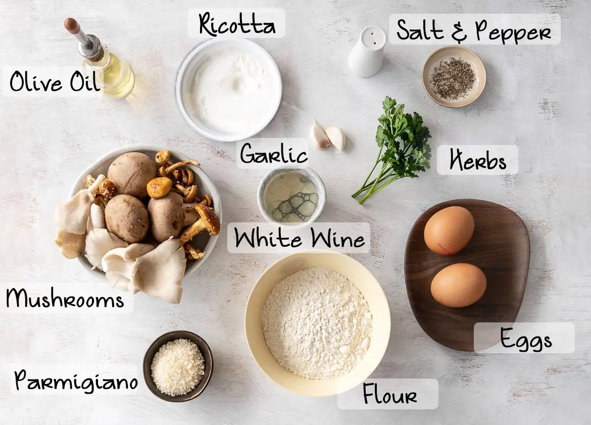 ingredients to make mushroom ravioli