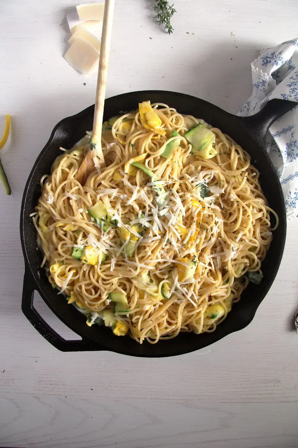 Spaghetti with Zucchini and Goat Cheese
