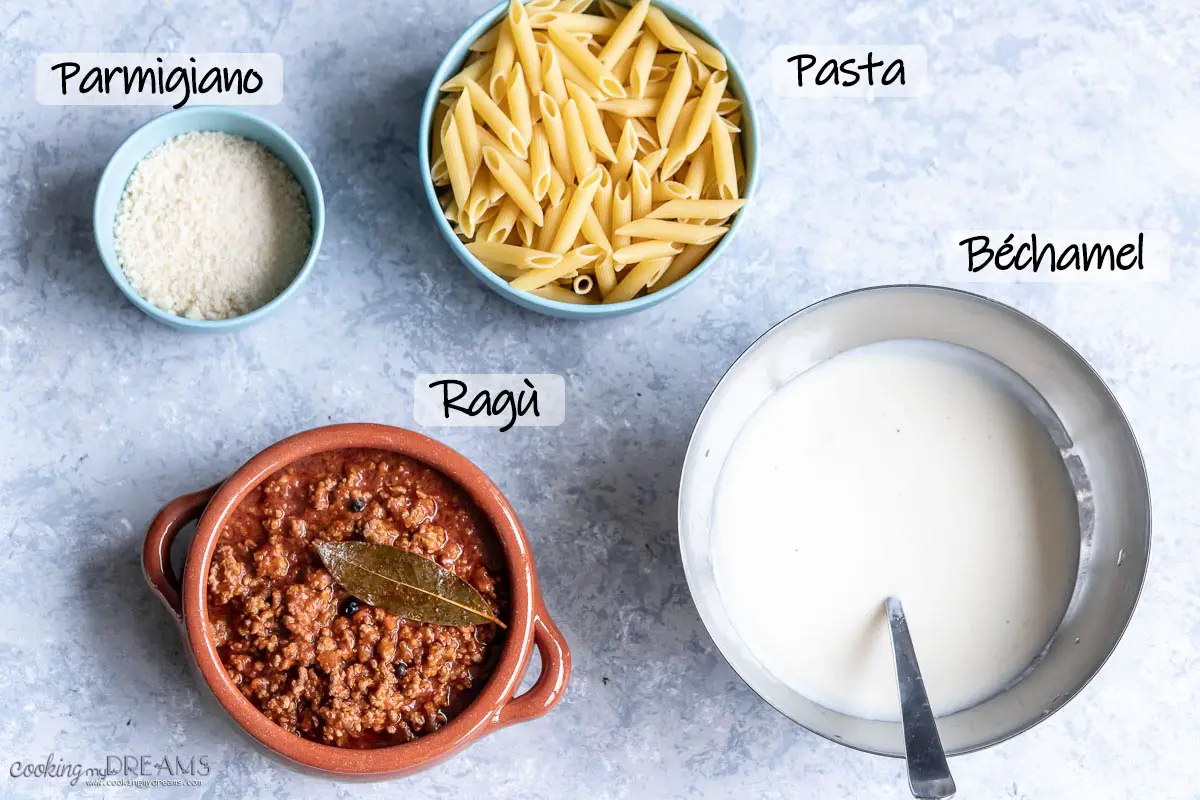 list of ingredients to make pasta al forno