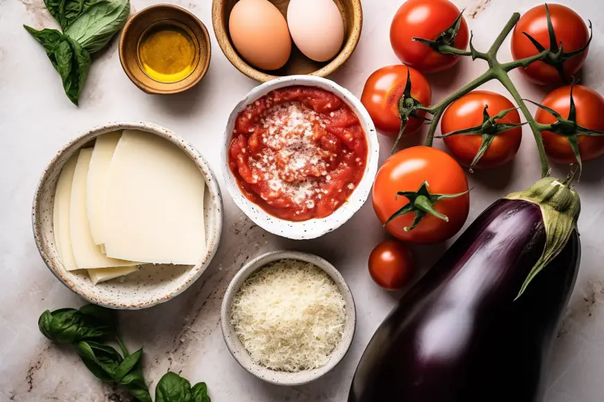 ingredients to make eggplant parmesan slices