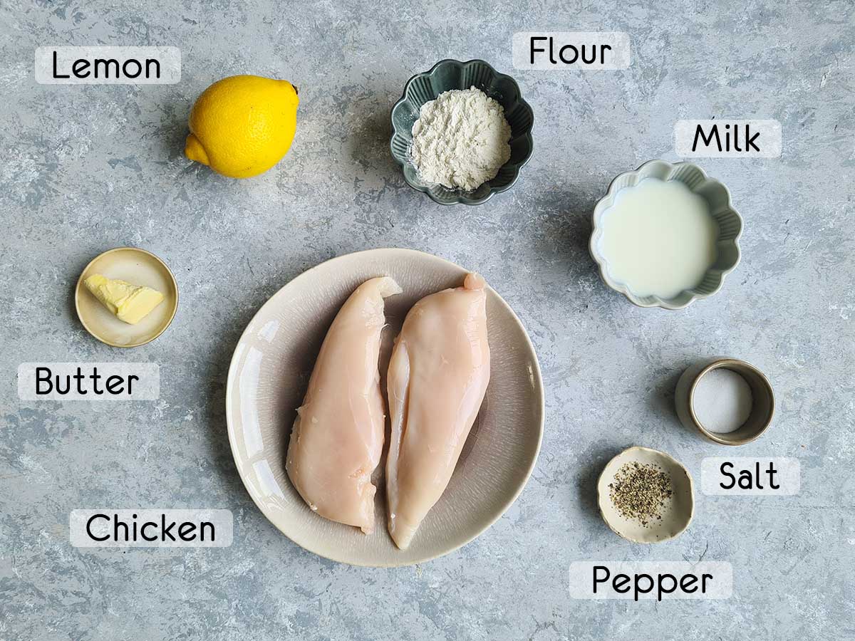 ingredients for chicken limone on a table