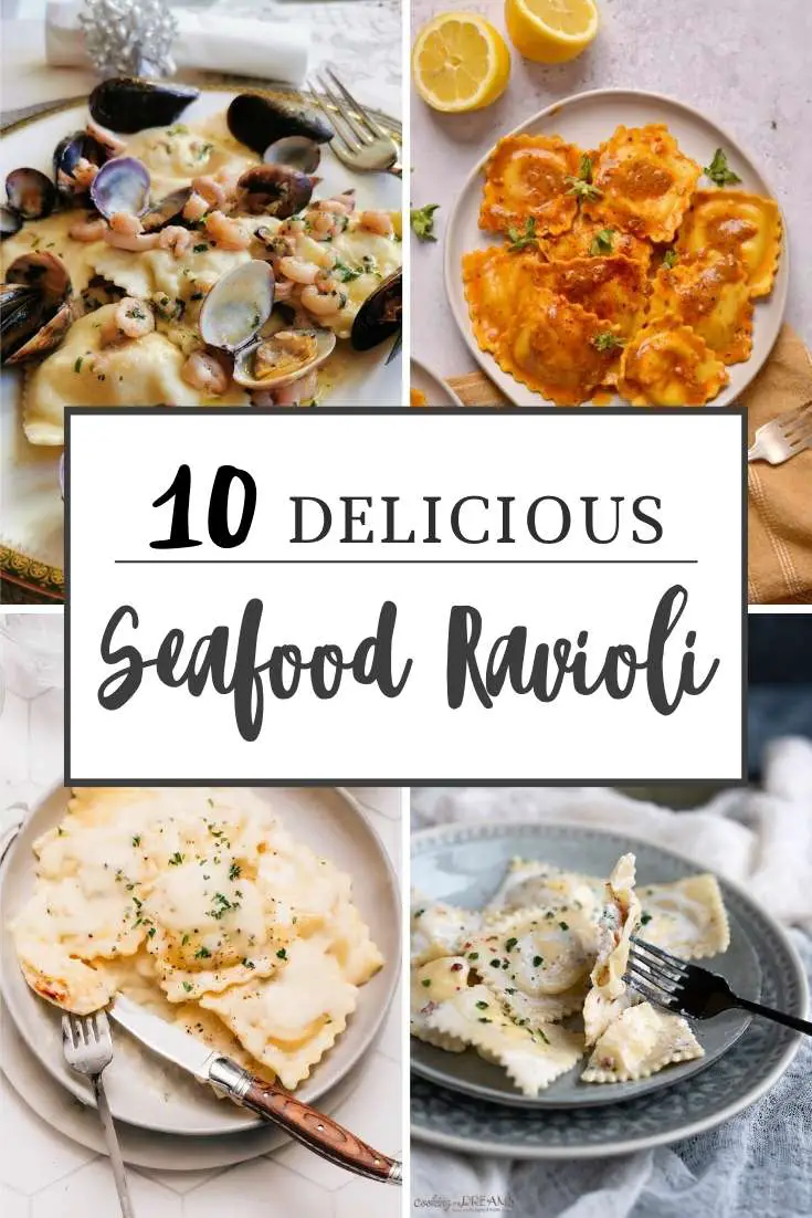 10 seafood ravioli recipes collage.