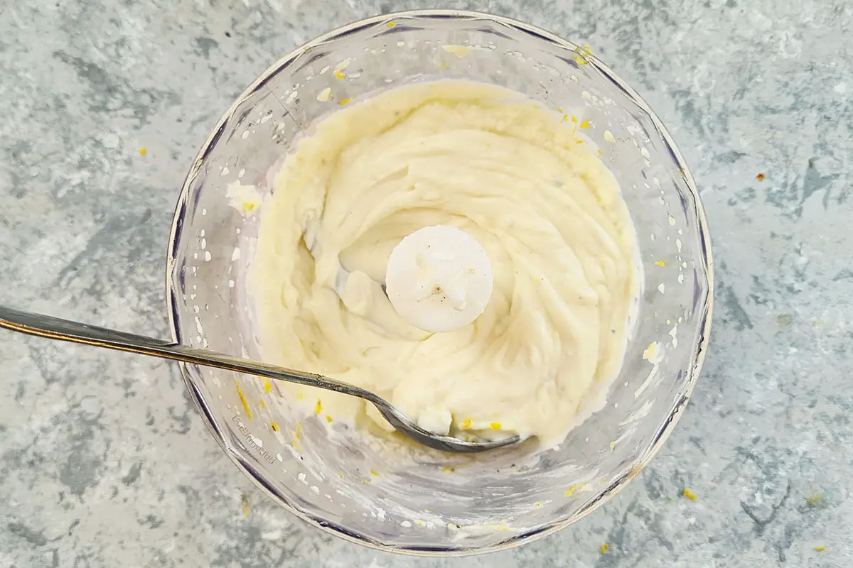 ricotta dip whipped in a food processor.