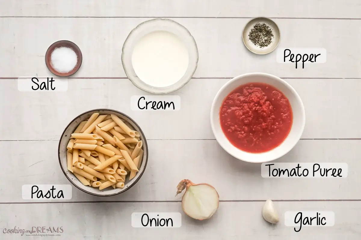 ingredients to make penne rosa.