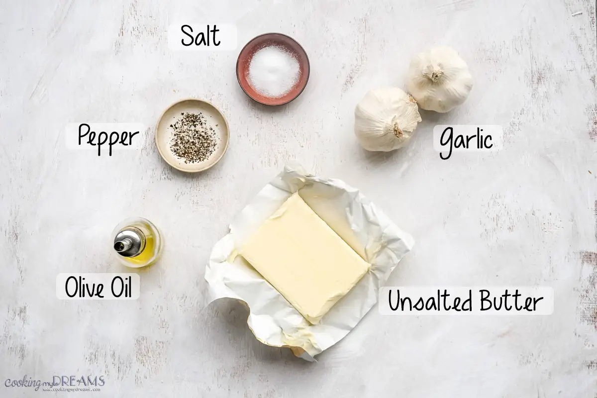 ingredients list to make garlic butter.