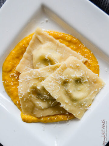 Porcini Mushroom Ravioli with Pumpkin Sauce