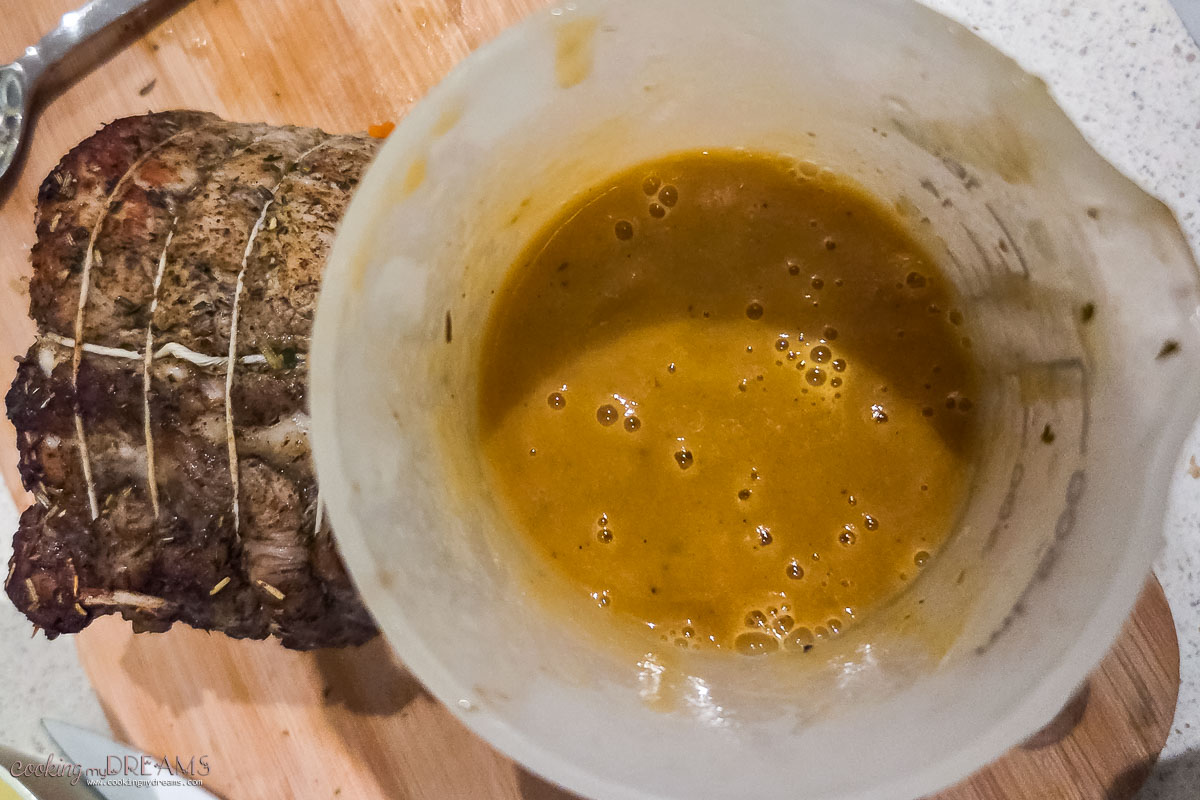 when the meat is cooked, the vegetables are blended into a gravy.