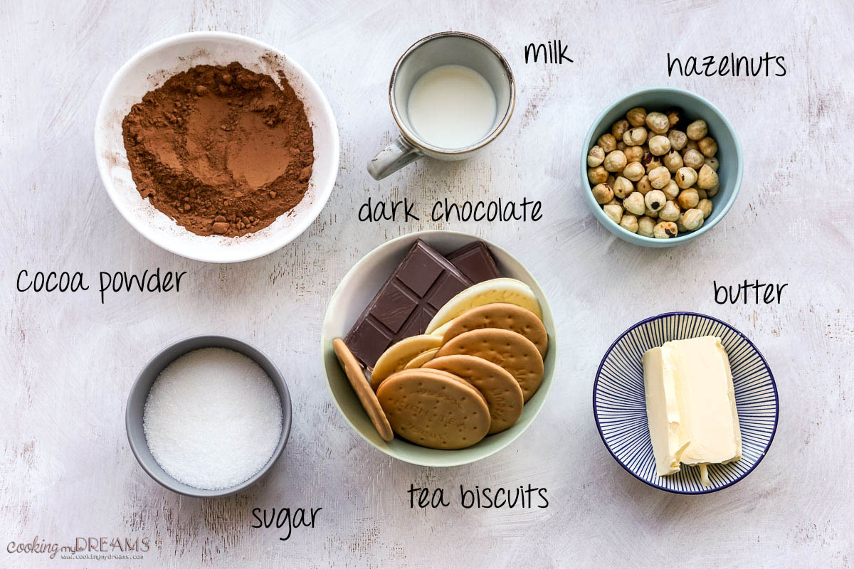 ingredients to make chocolate salami.