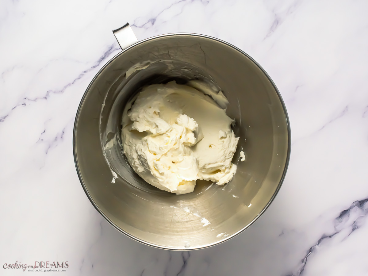 whipped cream and mascarpone inside a bowl.