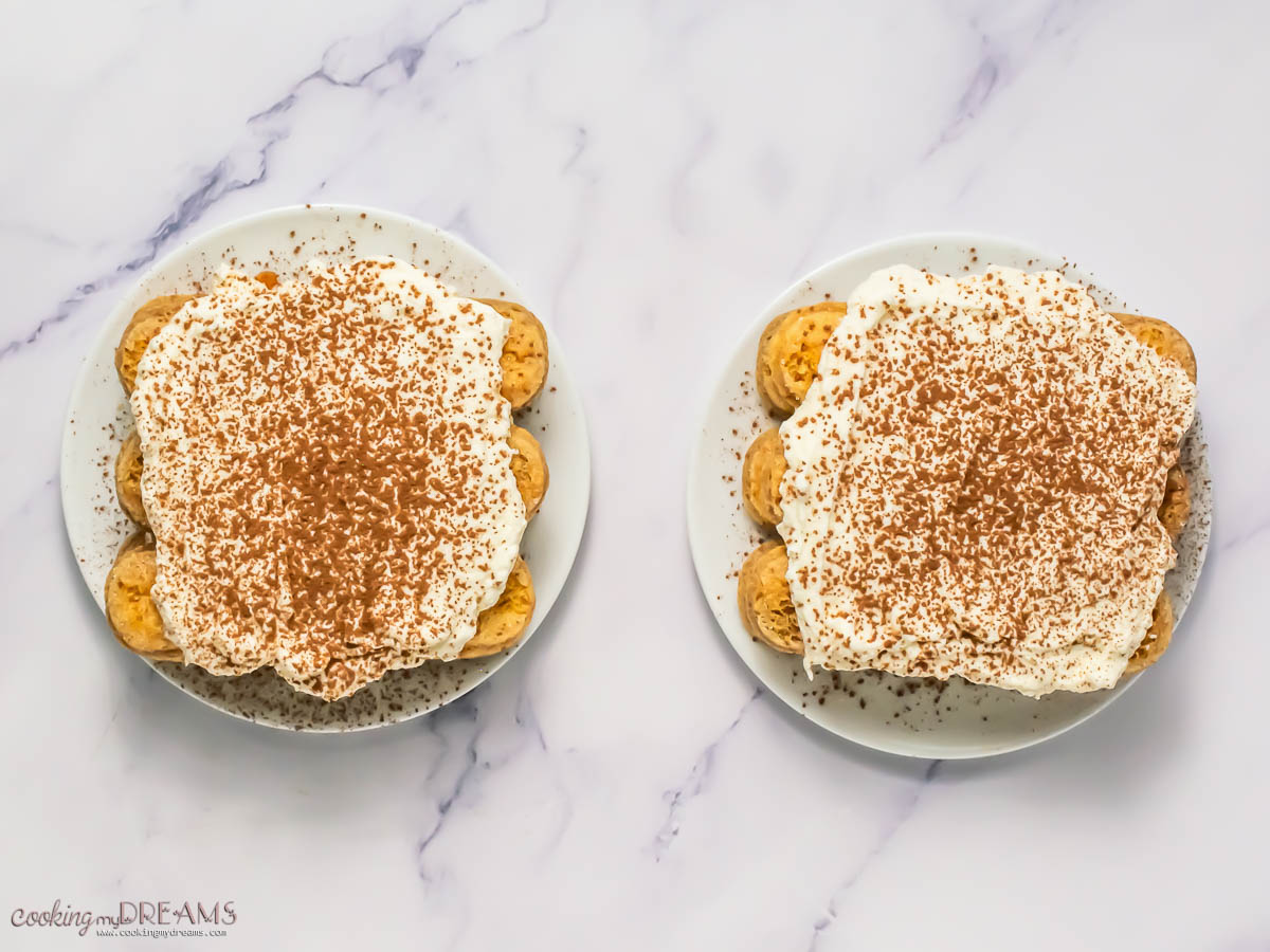 small batch tiramisu finished with cocoa powder.