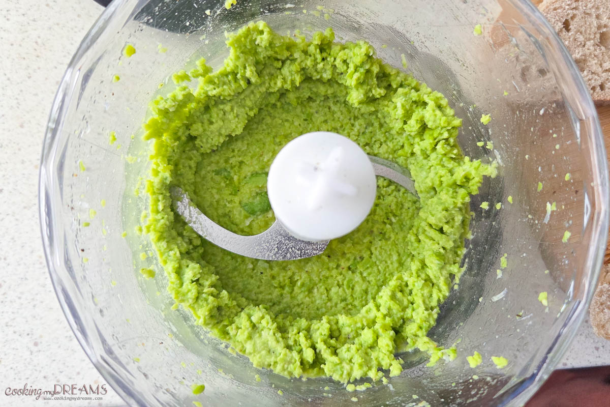fava beans mashed in a food processor.