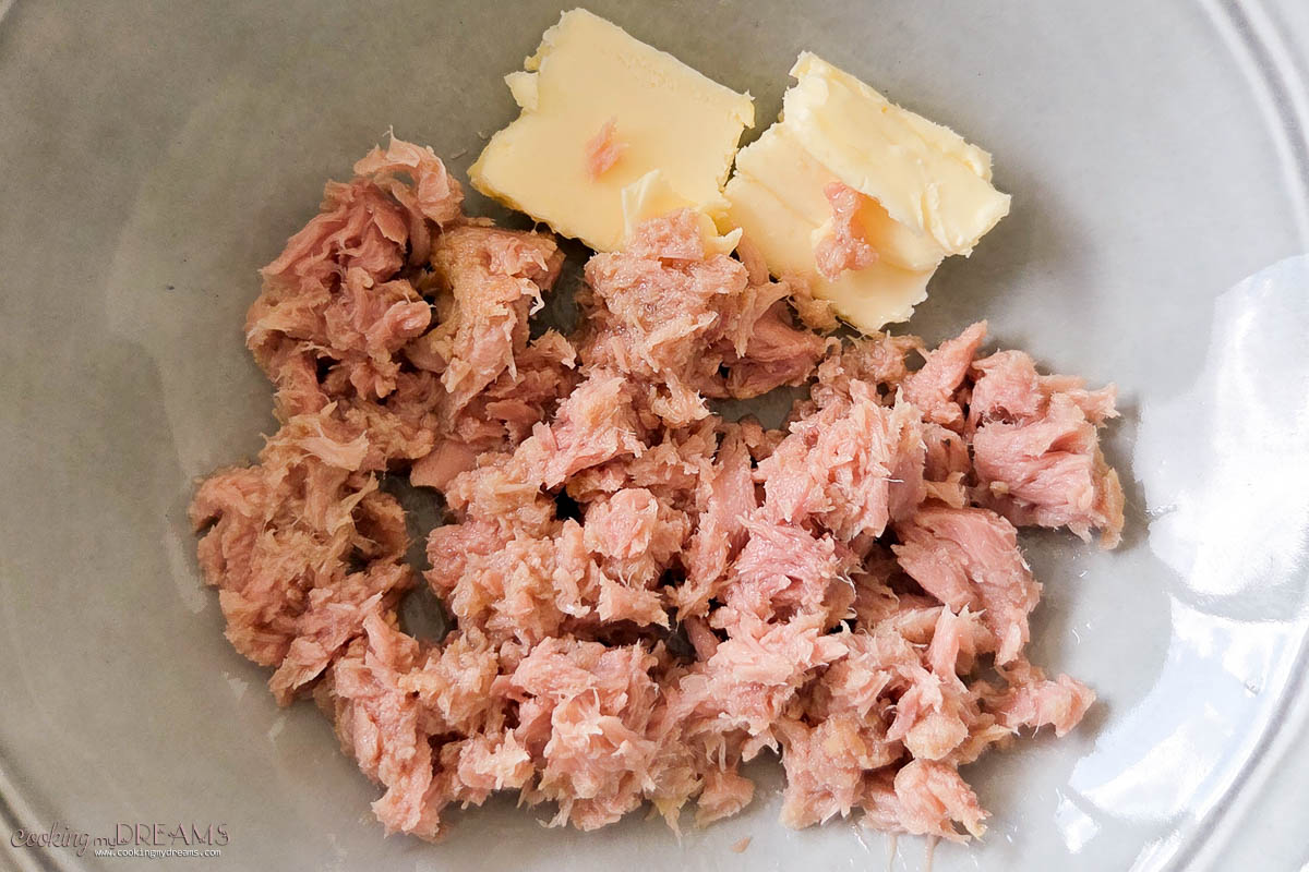 tuna and butter in a bowl.