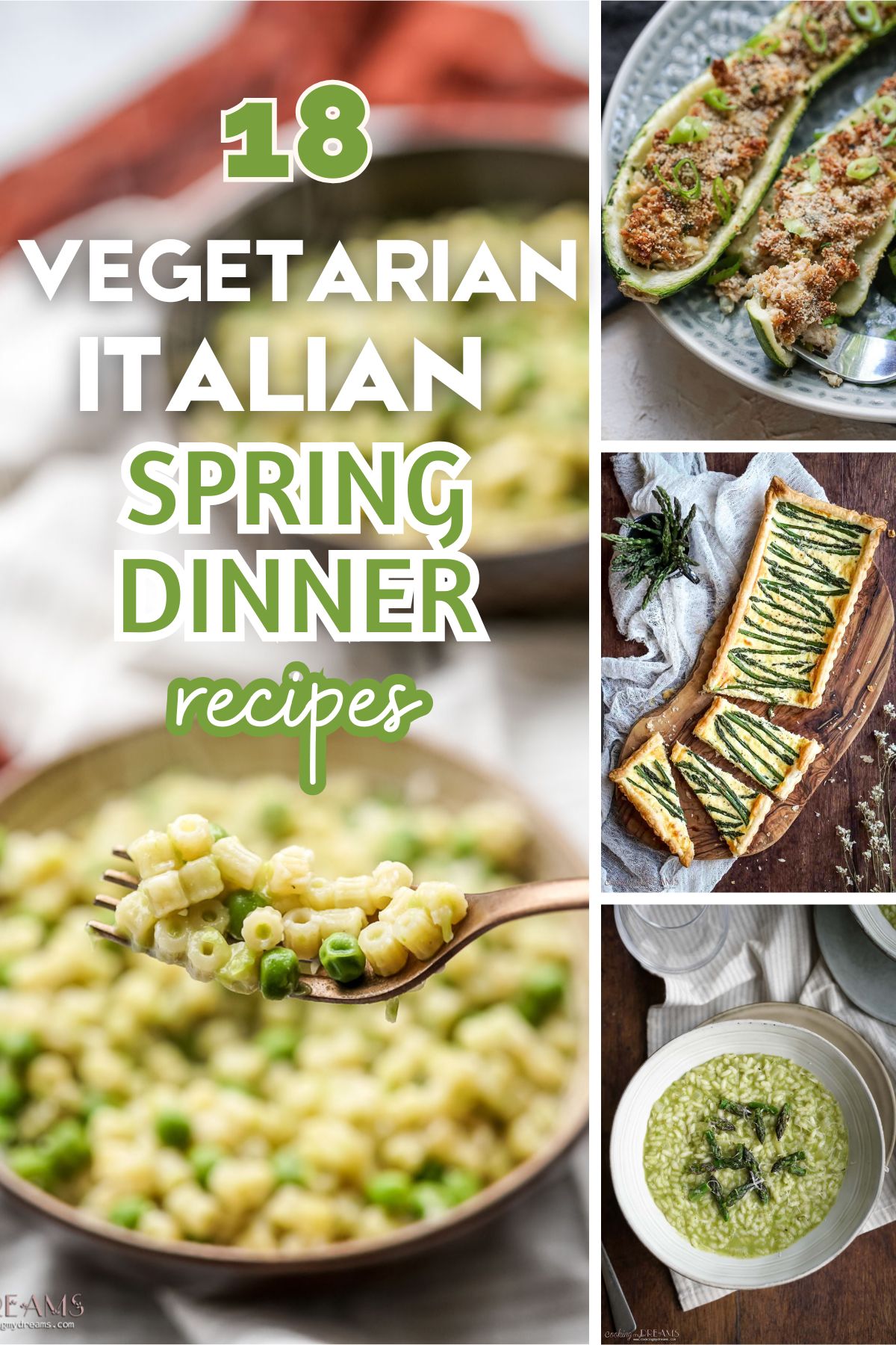 collage for vegetarian italian spring dinner recipes