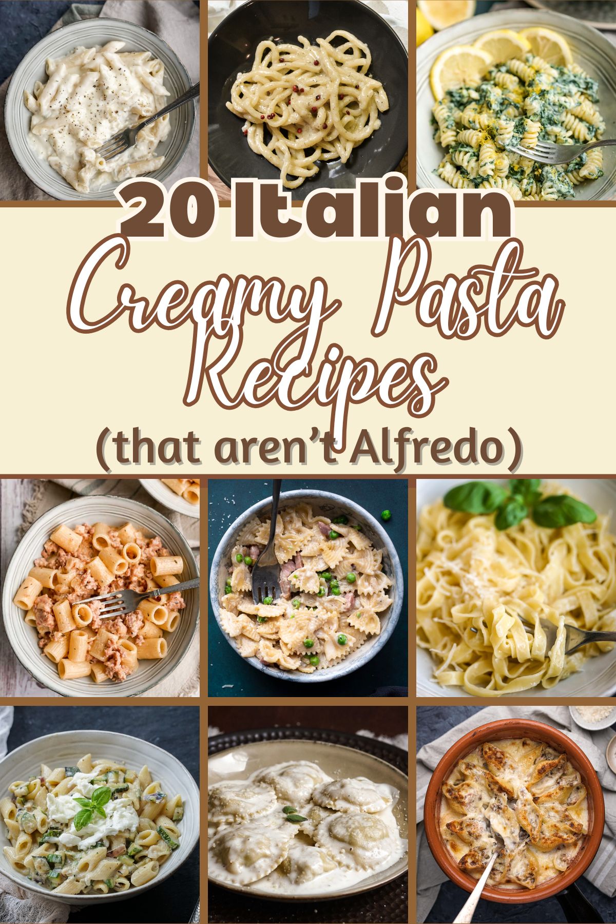 creamy pasta recipes collage