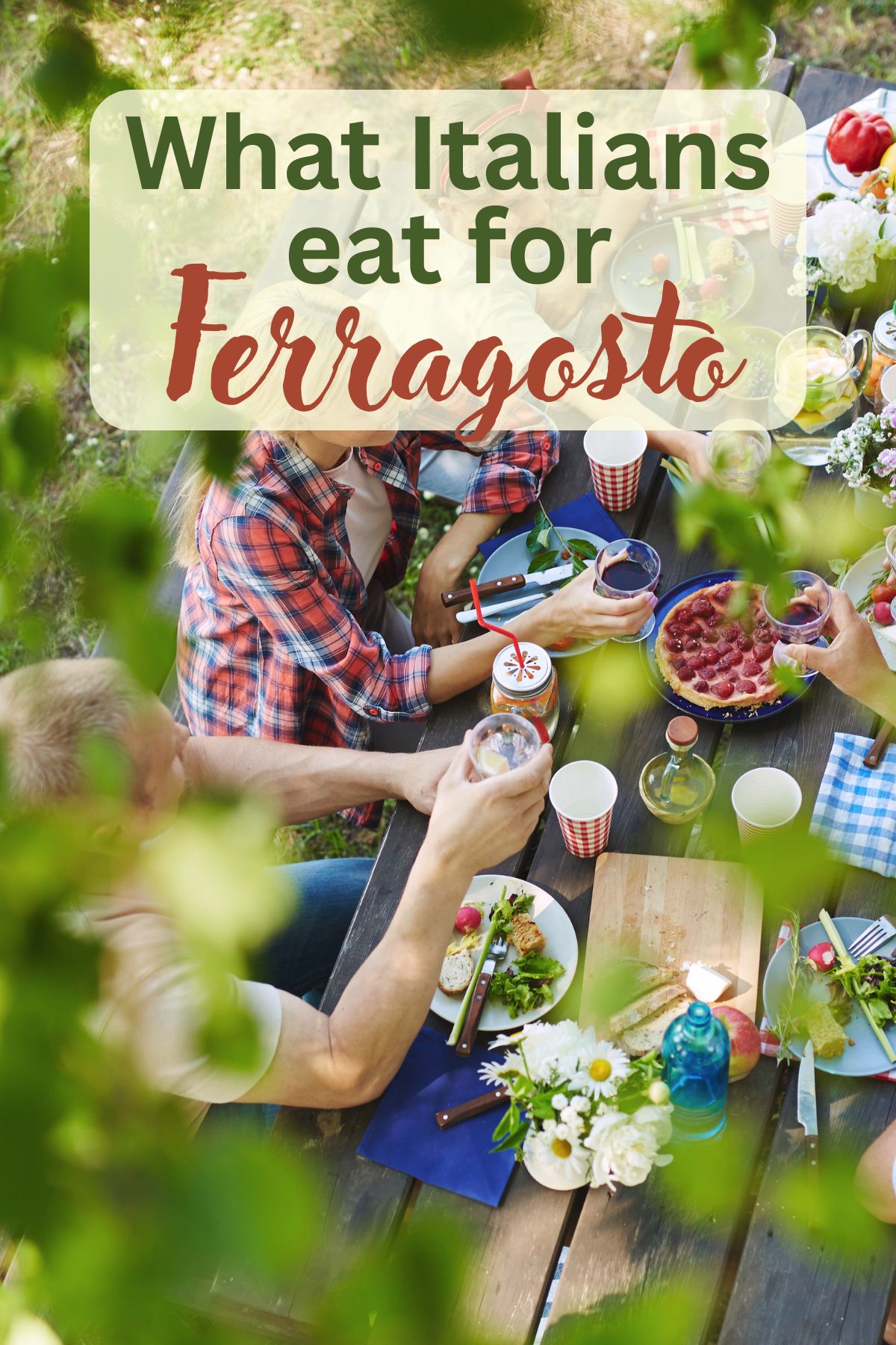 italians eating out in the garden for ferragosto,