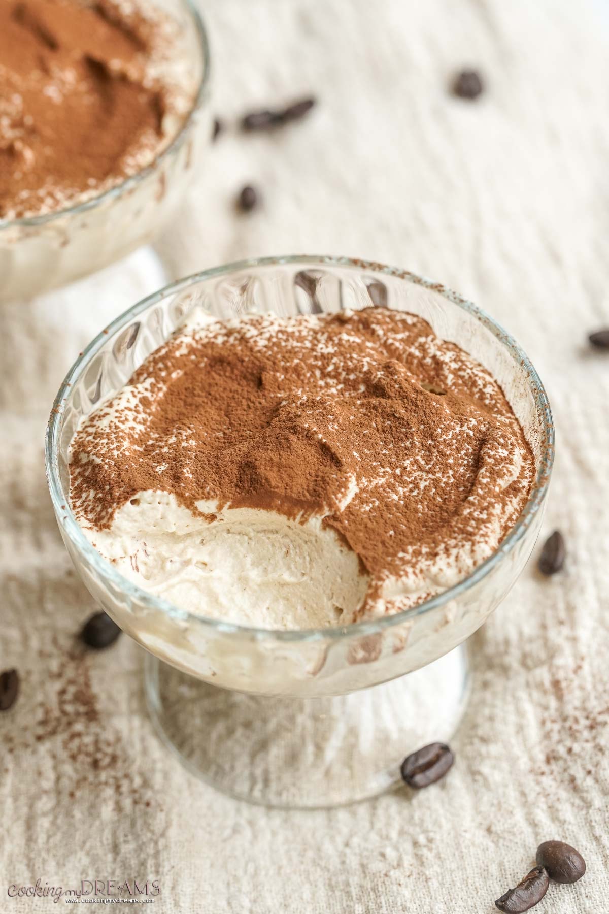 italian coffee cream with a portion scooped out.