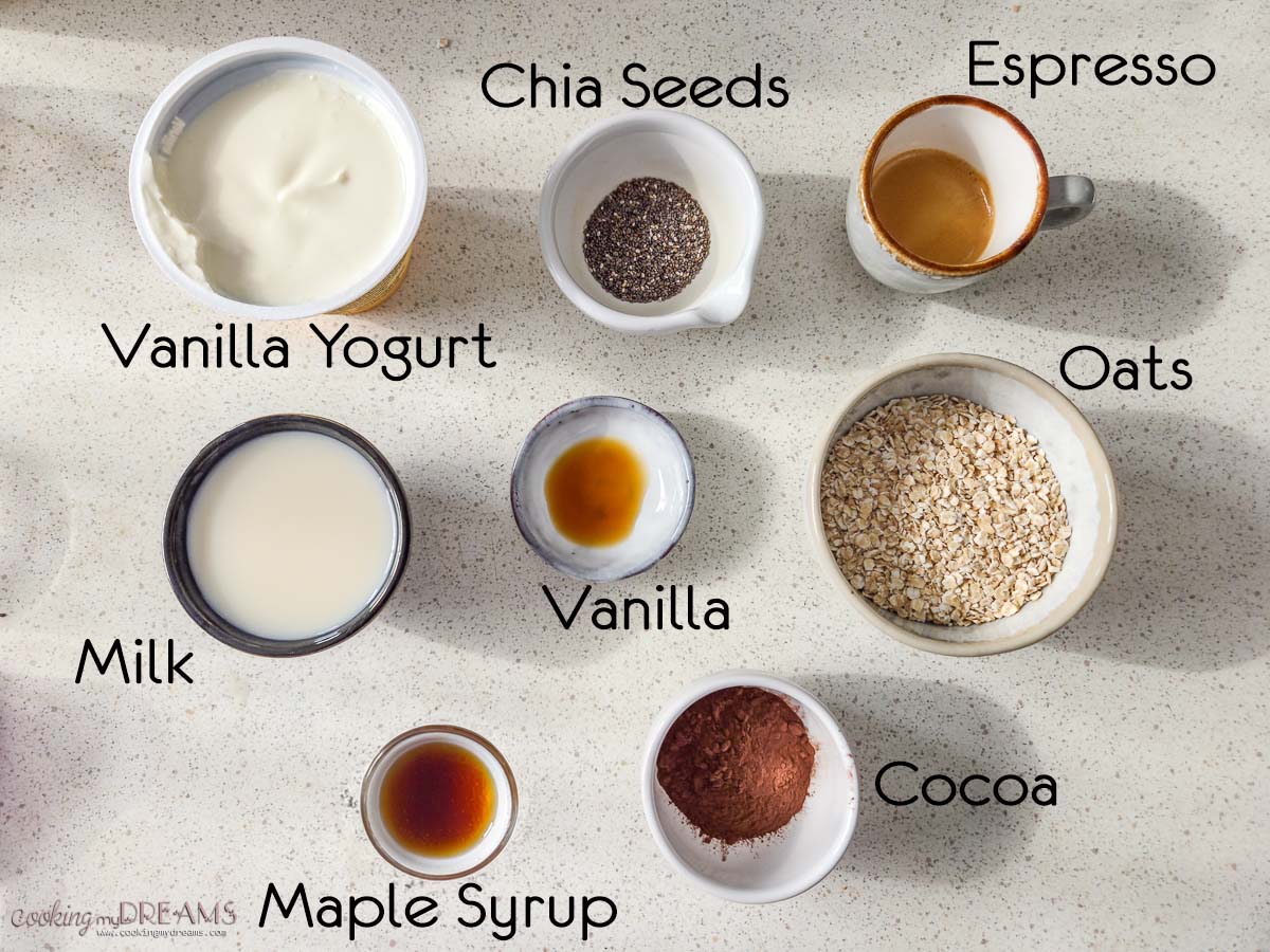 ingredients to make tiramisu overnight oats.