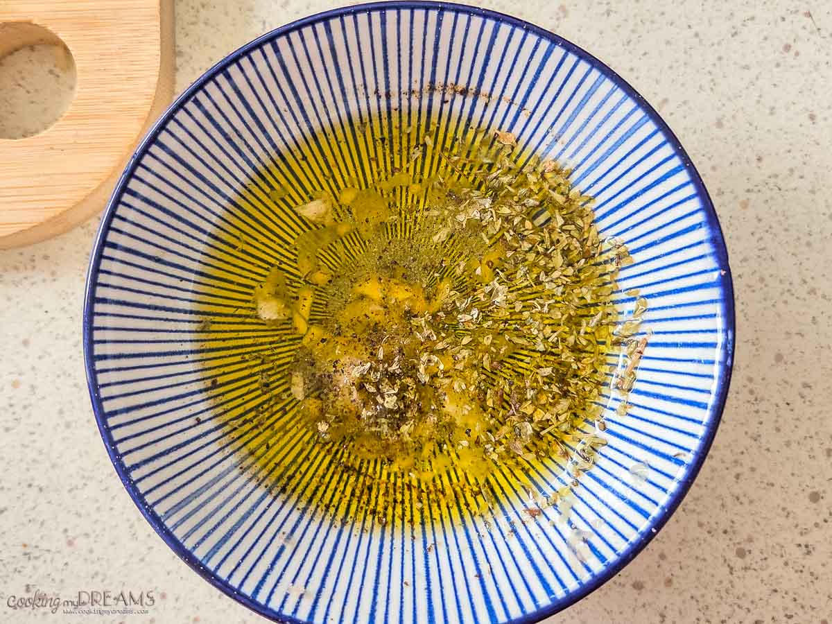 dressing in a small bowl.